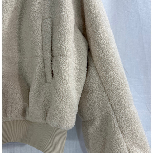 COS Oatmeal Cream Cropped Teddy Bomber Jacket Size Medium NWT - Picture 5 of 6